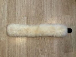adrienne landau Fox Fur Women’s Beige Collar Scarf  23” Tape Strap - $120.00