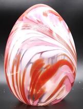 VTG Art Glass Decor or Paperweight Pink White Swirls Egg Hollow Beautiful - $29.99