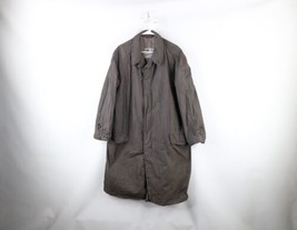 Vintage 50s Streetwear Mens 42L Distressed Trench Coat Rain Jacket Gray USA - £47.58 GBP