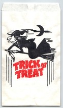 Trick Or Treat Halloween Candy Goodie Bag Flying Witch On Broom Crescent... - $15.20