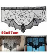 Black Lace Bat Halloween Props Party Scary Indoor Decorations Window Cur... - £15.79 GBP