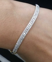 3.5Ct Round Cz Created Diamond 7&quot; Tennis Bracelet in Solid 14K White Gold Over - £110.57 GBP