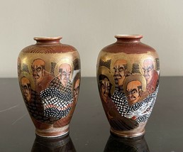 Antique Japanese Satsuma Pair of Cabinet Vases - £155.17 GBP