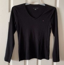 Tommy Hilfiger Solid Black Long Sleeve T-shirt Juniors Sz Large - £11.86 GBP