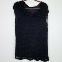 Solid Black Off Shoulder Knit Blouse Top Tunic Shirt Size Large L Womens - £5.46 GBP
