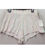 BP Pajama Shorts Women&#39;s Medium Multi Striped 100% Rayon Pleated Elastic... - $13.96