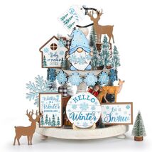 13 Pc Winter Tiered Tray Decor Elk Sled Tree Snowflake Wood Blocks - €6,82 EUR 13 Pc Winter Tiered Tray Decor Elk Sled Tree Snowflake Wood Blocks - €6,82 EUR