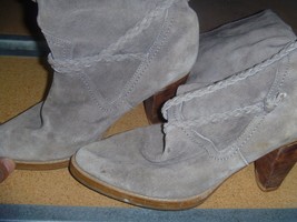 Unbranded Tall Leather Gray Braided boots Size 6 RB 11543 - £12.19 GBP