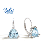 Clip earrings S925 silver natural brazil sky blue topaz fine jewelry wom... - £30.59 GBP