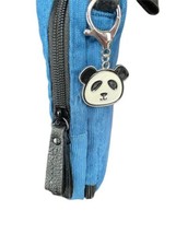 Pandasz Blue Corduray Pencil Case Dual Compartment Panda Charm School Su... - $16.34