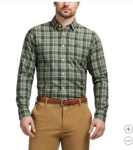 Izod Mens Shirt Green Multicolor Plaid Luxe Twill Stretch Long Sleeves - $42.99