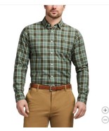 Izod Mens Shirt Green Multicolor Plaid Luxe Twill Stretch Long Sleeves - $60.33 CAD