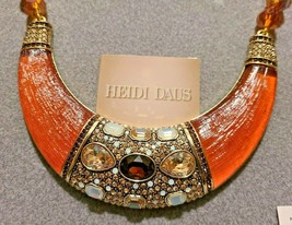 Heidi Daus Orange &quot;Say It With Style&quot; Beaded Crystal Resin Statement Necklace - £199.83 GBP