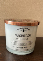 Scentsational Macintosh Apple Candle Glass Jar 26oz Wood Wick Soy Wax New - £29.09 GBP