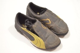 Boys Puma Size 12 Black / Gold Lace Up Soccer Cleats Shoes - $9.99