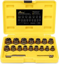 Topec 18-Piece Stripped Bolt Extractor Kit, 3/8&quot; Drive Rounded, Nuts &amp; Screws - £21.20 GBP
