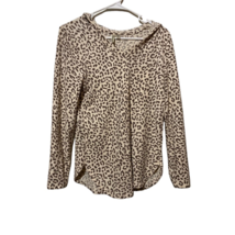 Versona Sweatshirt Women&#39;s S Beige Animal Print Leopard Long Sleeve Hooded - £13.44 GBP