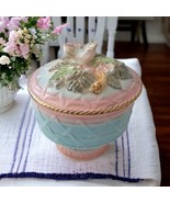 Betson Candy Dish Pedestal Bird Flowers Porcelain Compote Pastels Handpa... - £27.05 GBP