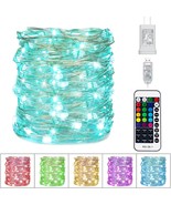 Color Changing Fairy String Lights 33 ft 100 LED USB Silver Wire Lights ... - $39.71