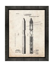 Dynamite Rocket Patent Print Old Look with Beveled Wood Frame - $24.95+