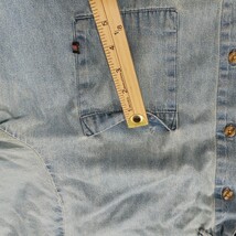 Dickies Genuine GL300SNB Men's Blue Distressed Denim Button-Down Shirt Size L image 4