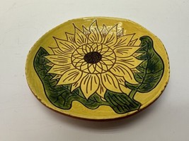 Breininger Redware Pottery 7 Inch Decorative Plate Sunflower - £44.04 GBP