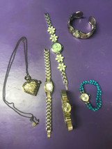 Vintage ladies 5 Watches Bracelet Necklace Watch Mudd Milan Japan Movement - $12.82