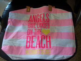 Victoria's Secret 2014 Angels Tote Bag Beach Pink Stripes NWT HTF - $31.16