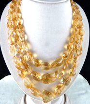Natural Citrine Beads Faceted Tumble 3 L 1335 Ct Golden Gemstone Silver Necklace - £577.13 GBP