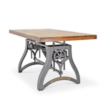 Crescent Writing Table Desk - Adjustable Height Metal Base - Natural Top - £3,265.09 GBP