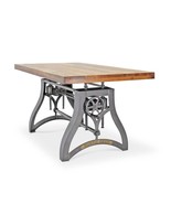 Crescent Writing Table Desk - Adjustable Height Metal Base - Natural Top - $4,064.94