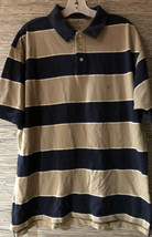 Gap Pique Polo Large Tan &amp; Black Horrizontal Stripes Brand New W/O Tags - £23.86 GBP