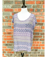 Adrienne Vittadini 1X Plus Purple Short Sleeve Geometric Tribal Pocket T... - €19,99 EUR