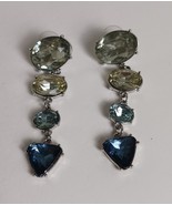 Silvertone Glass Jewel Dangle Pierced Earring Women&#39;s 2.25&quot; - $253.04 MXN