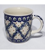 Boleslawiec Polish Pottery Blue Lattice Peacock 12 oz Coffee Mug Handmad... - £12.49 GBP