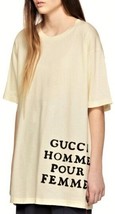 Made in Italy Gucci Homme Pour Femme Oversize T-Shirt Sz-S Beige 100%Cotton - £279.69 GBP