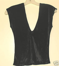 Ladies Vintage 70&#39;s Black Panne Velvet Top - size small - £11.94 GBP