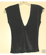 Ladies Vintage 70&#39;s Black Panne Velvet Top - size small - £11.95 GBP