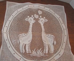 Vintage lot of 3 quilt squares White Lace giraffee 14 x14 cotton  fabric... - £6.47 GBP