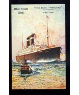 LS3589 - UK Liner - Red Star Line - Pennland - Artist U/K - Advert postcard - $14.67 CAD