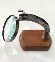 Collectibles Antique Desk Folding Magnifying Glass Vintage Map Reader Lens Brass - £47.16 GBP