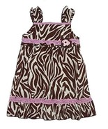Youngland Girl&#39;s Brown and White Zebra Sundress, Dress, Size 3T - $181.47 MXN