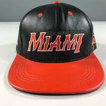 Miami Hurricanes Snapback Hat Orange Brim Black Dome Sebastian the Ibis Leather - £74.53 GBP