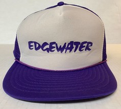 Vtg Edgewater Trucker Hat Mesh Purple Snapback Surf Casino Purple 946A - £19.79 GBP