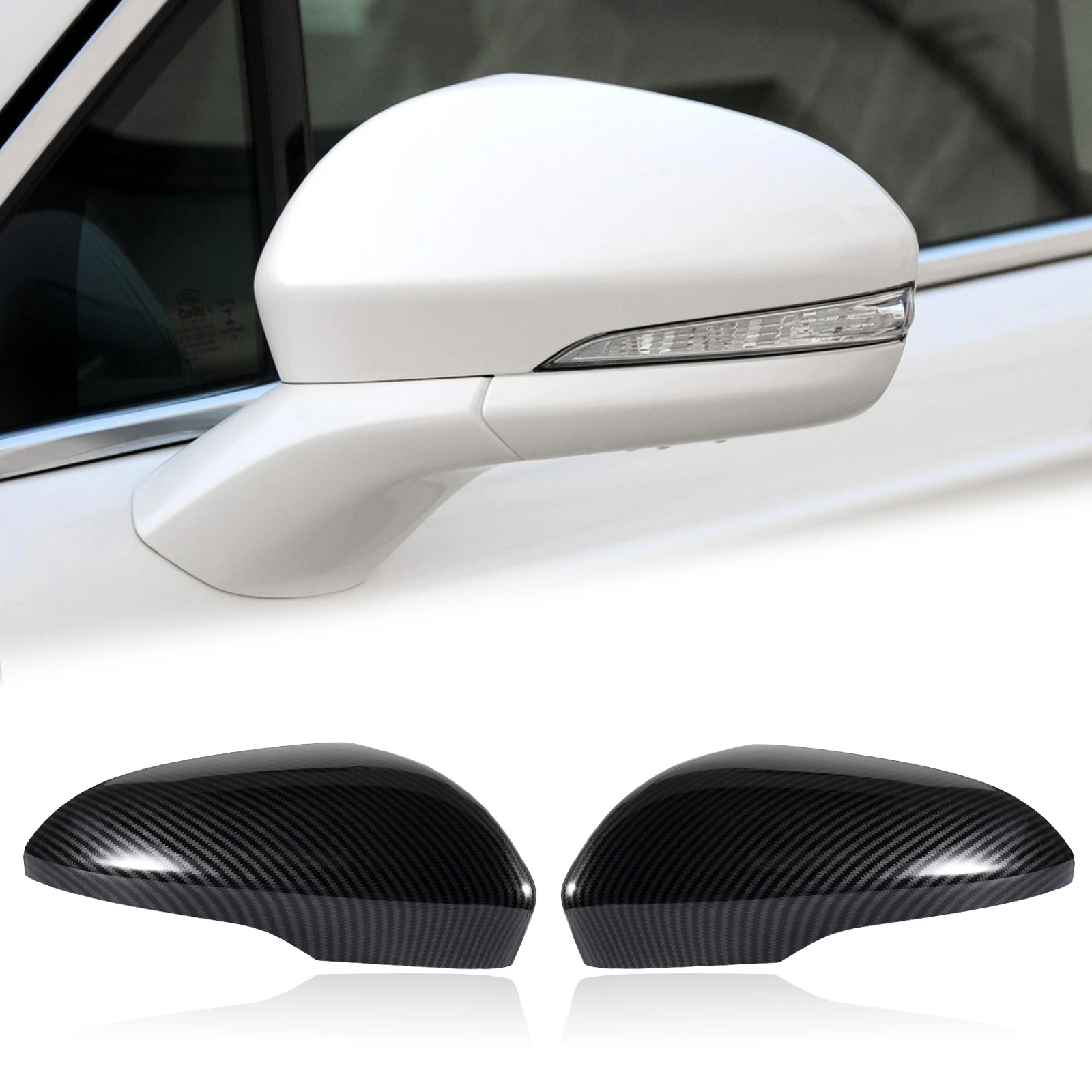  fiber pattern door rearview mirror cover cap housing fit for 2013 2018 ford fusion car thumb200
