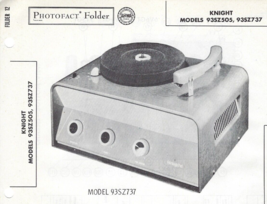 1957 KNIGHT 93SZ505 93SZ737 Record Player Photofact MANUAL Changer Ampli... - $10.88