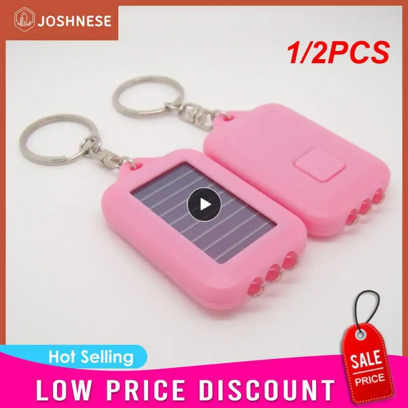 1/2PCS Mini Portable Solar Power 3 LED Light Keychain Keyring Torch Flashlight - £7.92 GBP+