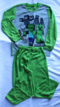 Minecraft Enemy Mob Gang Creeper, Zombie Boy&#39;s Flannel Pajama Set Size 6/7 - £7.58 GBP