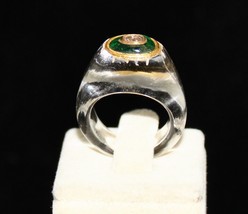 Antique Natural Crystal Quartz Diamond Emerald 22K Gold Ethnic Fashion Ring - £223.64 GBP