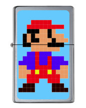 Nintendo 8-bit Mario Flip Top Lighter Brushed Chrome with Vinyl Image. - £22.64 GBP